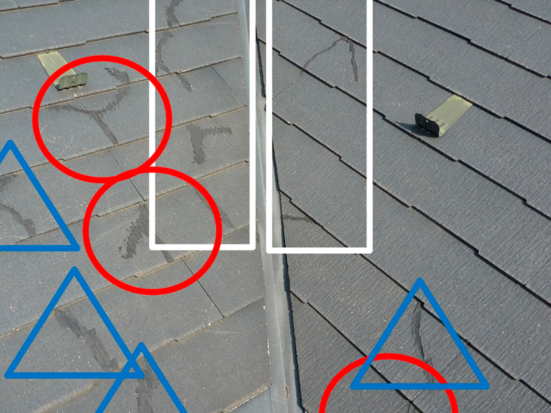 化粧スレート屋根の踏み割れ